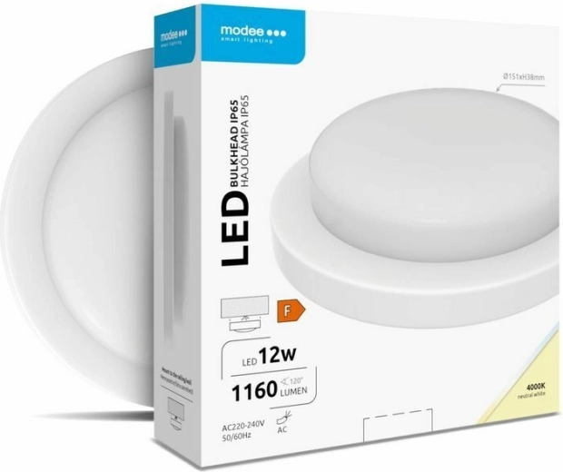 Okrúhle nástenné/stropné LED svietidlo Modee Bulkhead 12 W 4000 K, biele