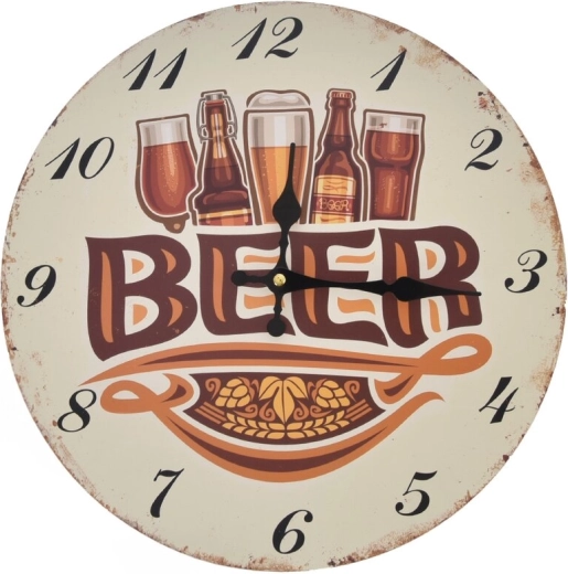 Nástenné drevené hodiny Beer béžové 34 cm