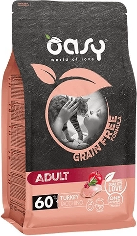 Oasy Grain Free Adult krmivo pre mačky s moriakom 1,5 kg