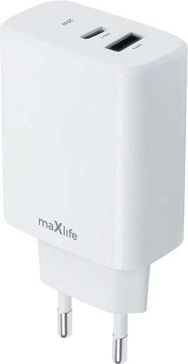 Sieťová rýchlonabíjačka MAXLIFE 20 W s USB‑C a USB-A