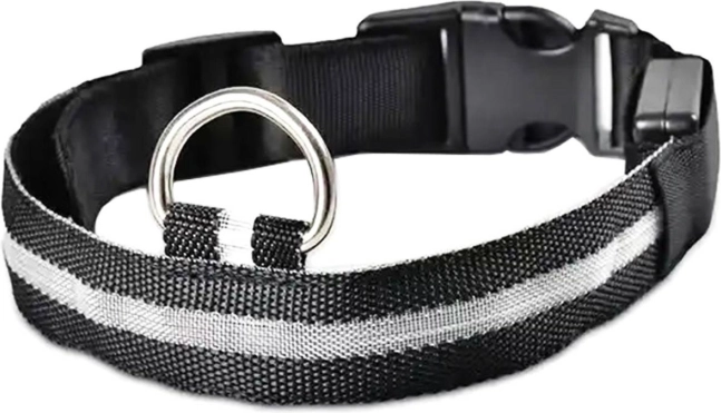LED svietiaci obojok pre psy a mačky 32-37 cm čierny