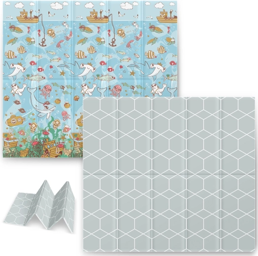 Skladacia penová podložka na hranie 200 × 180 × 1 cm oceán NUKIDO