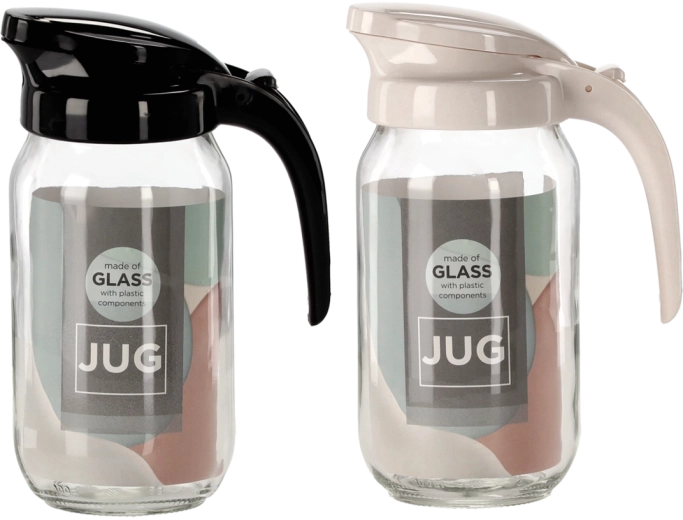 Sklenený džbán 1 l Renga s viečkom a ergonomickým uchom
