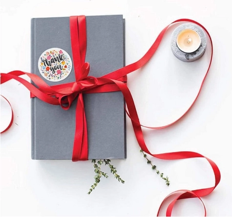 Dekoratívne nálepky s poďakovaním – dizajn 3, 500 kusov