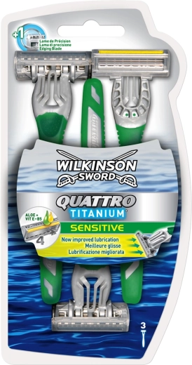 Wilkinson Sword Quattro Titanium Sensitive holiace hlavice 3 ks