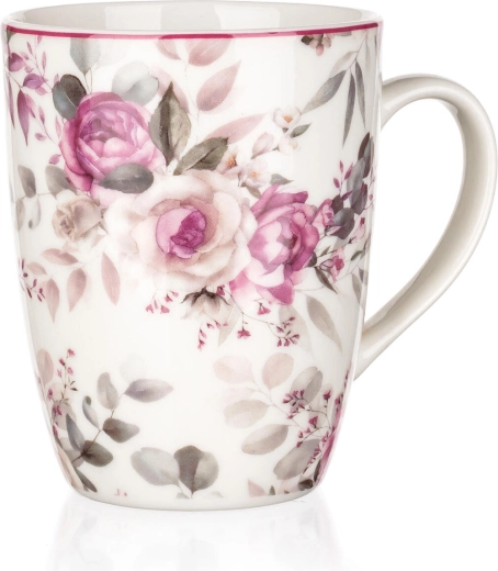 Keramický hrnček ROSE 350 ml s kvetinovým motívom