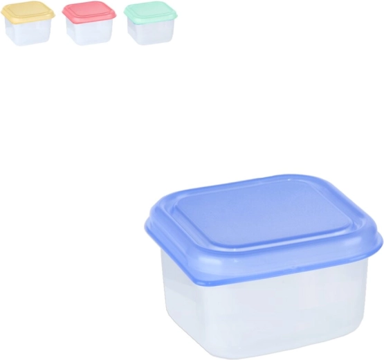 Mini štvorcová plastová dóza 0,1 l – farebný mix