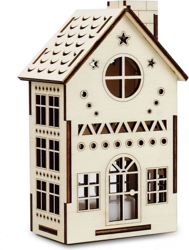 Veľký drevený domček Hvezdáreň s LED sviečkou
