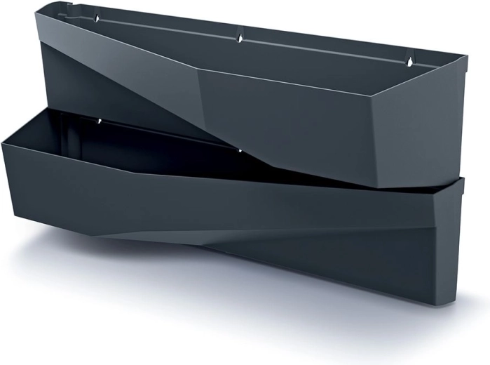 Sada vertikálnych kvetináčov na stenu v antracite GARDEN LONG WALL – 2 ks