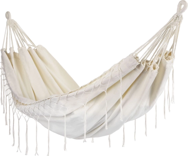 Dvojmiestna záhradná hojdacia sieť boho béžová 200 × 150 cm