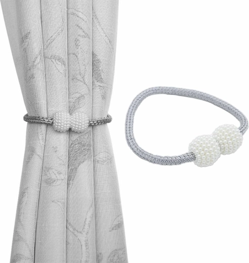 Magnetická spona na závesy a záclony Perla sivá