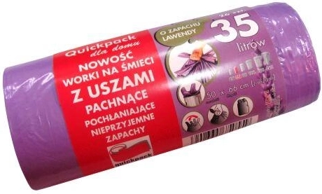 Vrecia na odpad s ušami 35 l s vôňou levandule