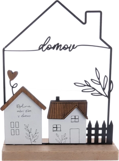 Dekorácia domček „Domov“ z dreva a kovu 17 × 5 × 22 cm