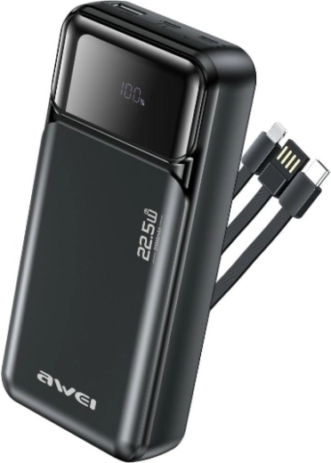 Awei powerbanka 20000 mAh so zabudovanými káblami