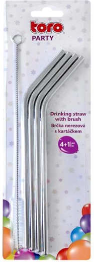 Nerezové slamky eco set 4 ks + čistiaci kefka