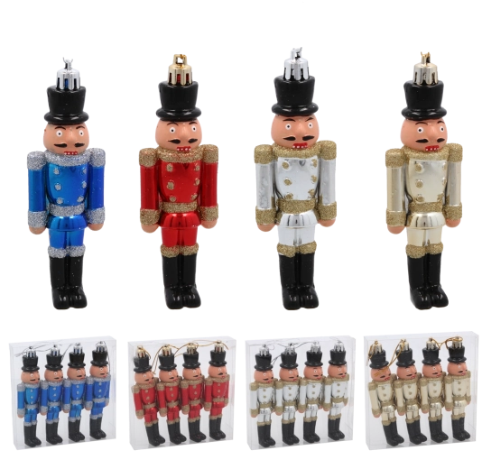 Sada 4 vianočných ozdôb Luskáčik 12 cm