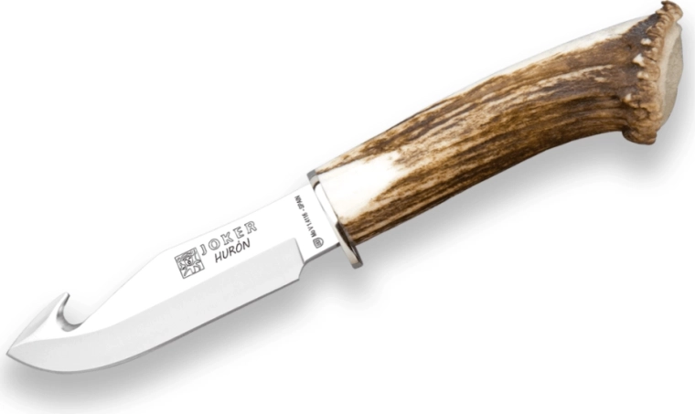 JOKER CN74 lovecký nôž Desollador Huron 11 cm, paroh, kožené puzdro
