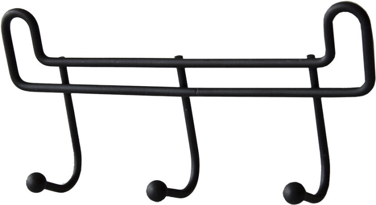 Kúpeľňový vešiak s 3 háčikmi, 16 cm, čierny kov