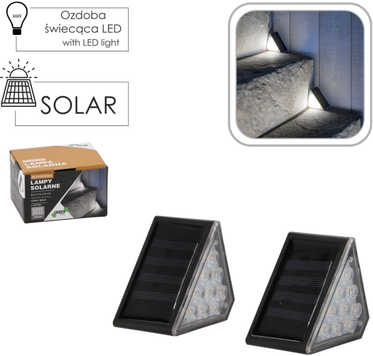 Sada 2 solárnych schodiskových svetiel 9 LED, teplá biela