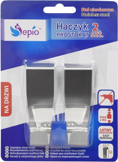 Nerezový háčik na zásuvku 2,7 × 2,7 × 6,5 cm (2 ks)