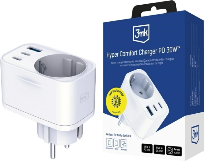 3mk Hyper Comfort Charger 30W biely sieťový adaptér