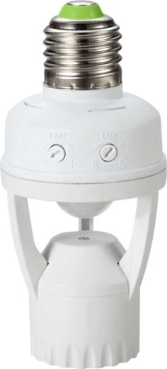 E27 objímka na žiarovku s PIR senzorom pohybu a súmraku 360° MACLEAN