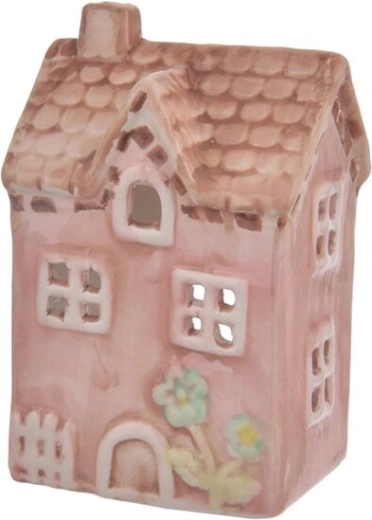 Keramický svietnik domček ružový