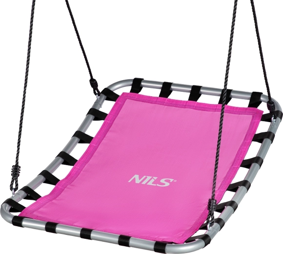 Obdĺžniková hojdačka bocianie hniezdo NILS Camp ružová