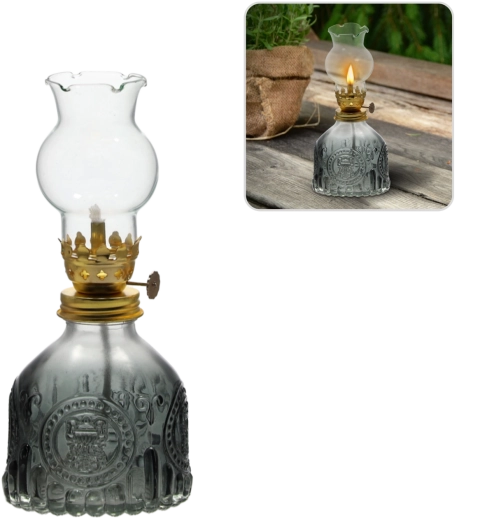 Sklenená petrolejová lampa 17,5 cm