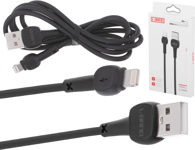 Kábel pre rýchle nabíjanie USB-A Lightning čierny 2A 100 cm