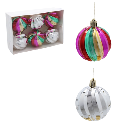 Súprava vianočných gúľ v tvare tekvice 6 cm, mix farieb (6 ks)