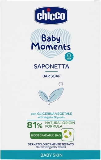 Chicco Baby Moments Sensitive tuhé mydlo s rastlinným glycerínom 100 g