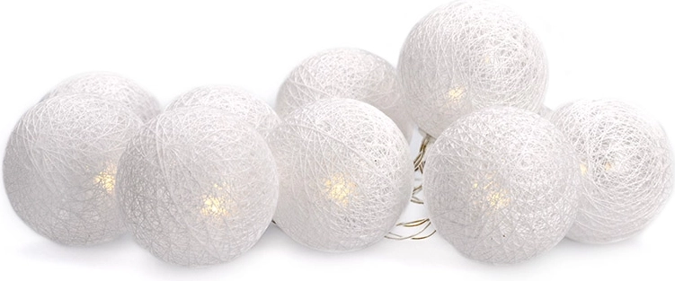 Solight LED vianočná svetelná reťaz s bavlnenými guľami 10 LED, 1,5 m, teplá biela, na batérie
