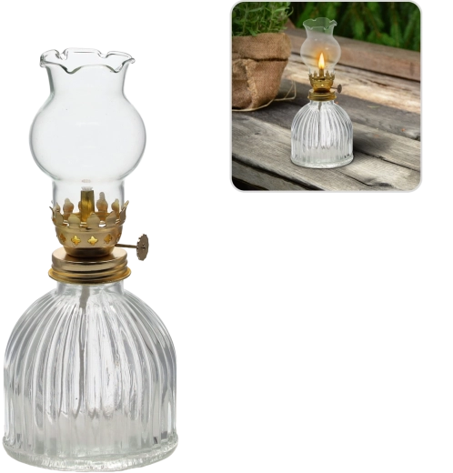 Sklenená petrolejová lampa 7,7 × 7,7 × 17,5 cm