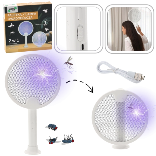 Elektrická plácačka na hmyz 2v1 s UV LED a USB‑C