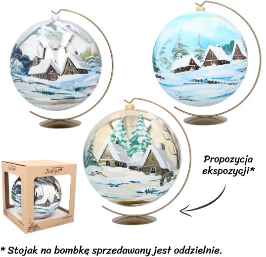 Sklenená vianočná guľa 25 cm s ručne maľovanou dekoráciou Chomik