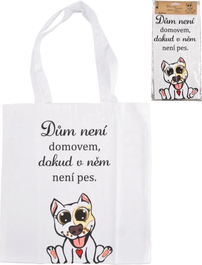 Bavlnená taška DOG HOME biela 36 × 40 cm
