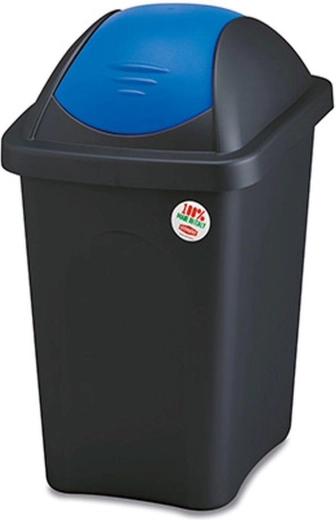 Výklopný odpadkový kôš MULTIPAT 30 l, obdĺžnikový, čierno‑modrý