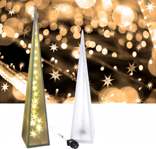 Pyramída LED rotujúce hviezdy 16*16*90 cm