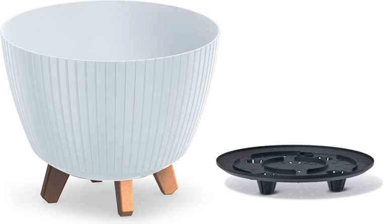 Kvetináč Lamia 28,8 cm biely – moderný plastový obal na kvety