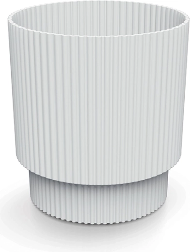 Kvetináč Milly 12,8 cm biely – moderný plastový obal s ryhovaním