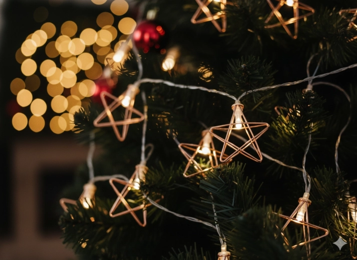 Svetelná reťaz LED hviezdičky, teplá biela, 10 LED