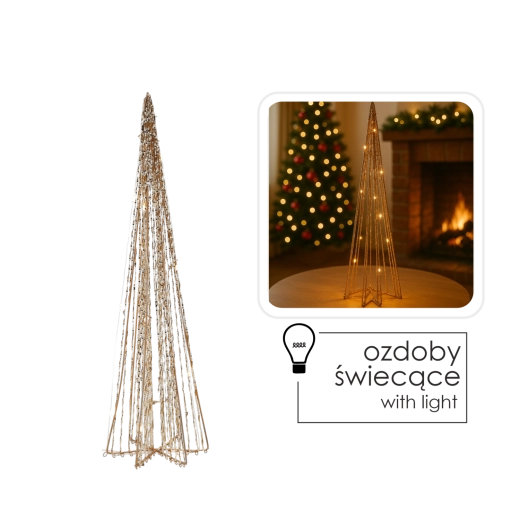 Vianočný LED kužeľový stromček 50 cm – zlatý