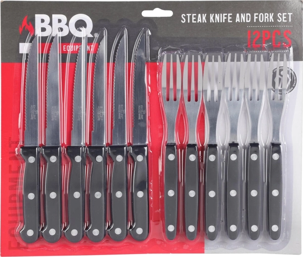 Steakový príbor BBQ z nehrdzavejúcej ocele, 12-dielna sada