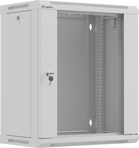 Lanberg nástenný rack 19" 12U 540 × 350 mm sivý, presklené dvere (flat pack)