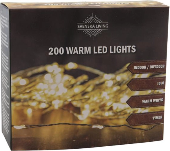 Svetelný reťaz s časovačom 200 LED, 10 m