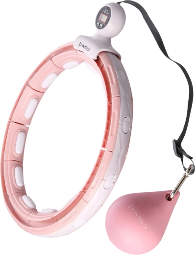 Masážny hula hoop so závažím, magnetmi a počítadlom HMS – ružový