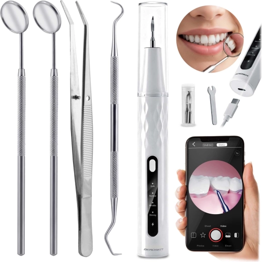 Ultrazvukový skaler so zabudovanou kamerou BERDSEN – 4 režimy, LED svetlo, USB‑C