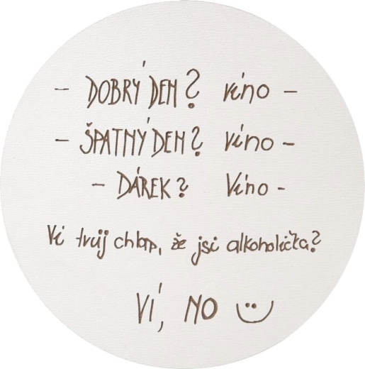 Drevený podtácek s motívom Víno 10 cm