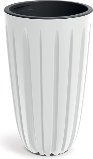 Biely plastový kvetináč WARIO 29 cm s vložkou